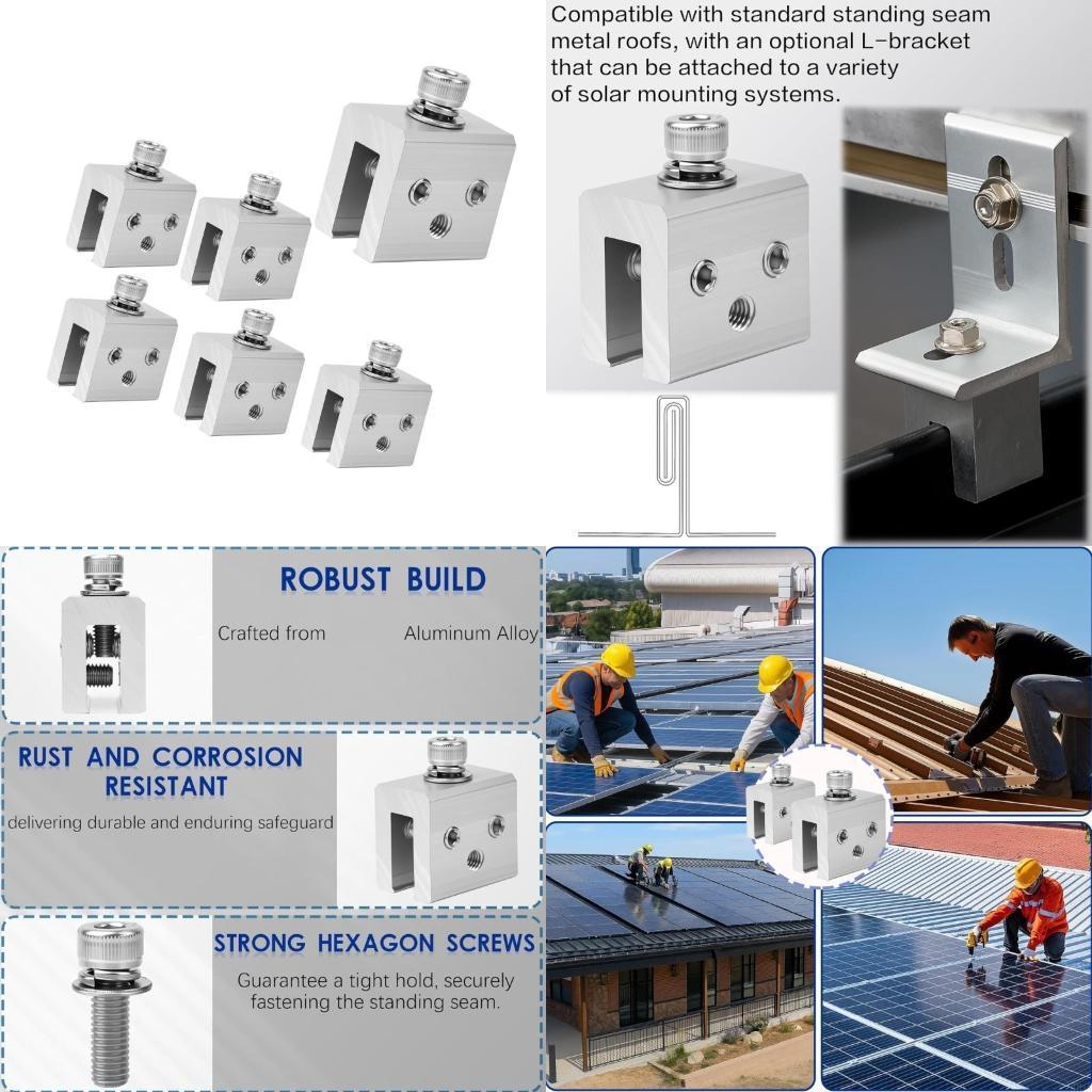 6Pcs Roof Clamp for Standing Metal Roof Standing Seam Bracket Clamp for Heat