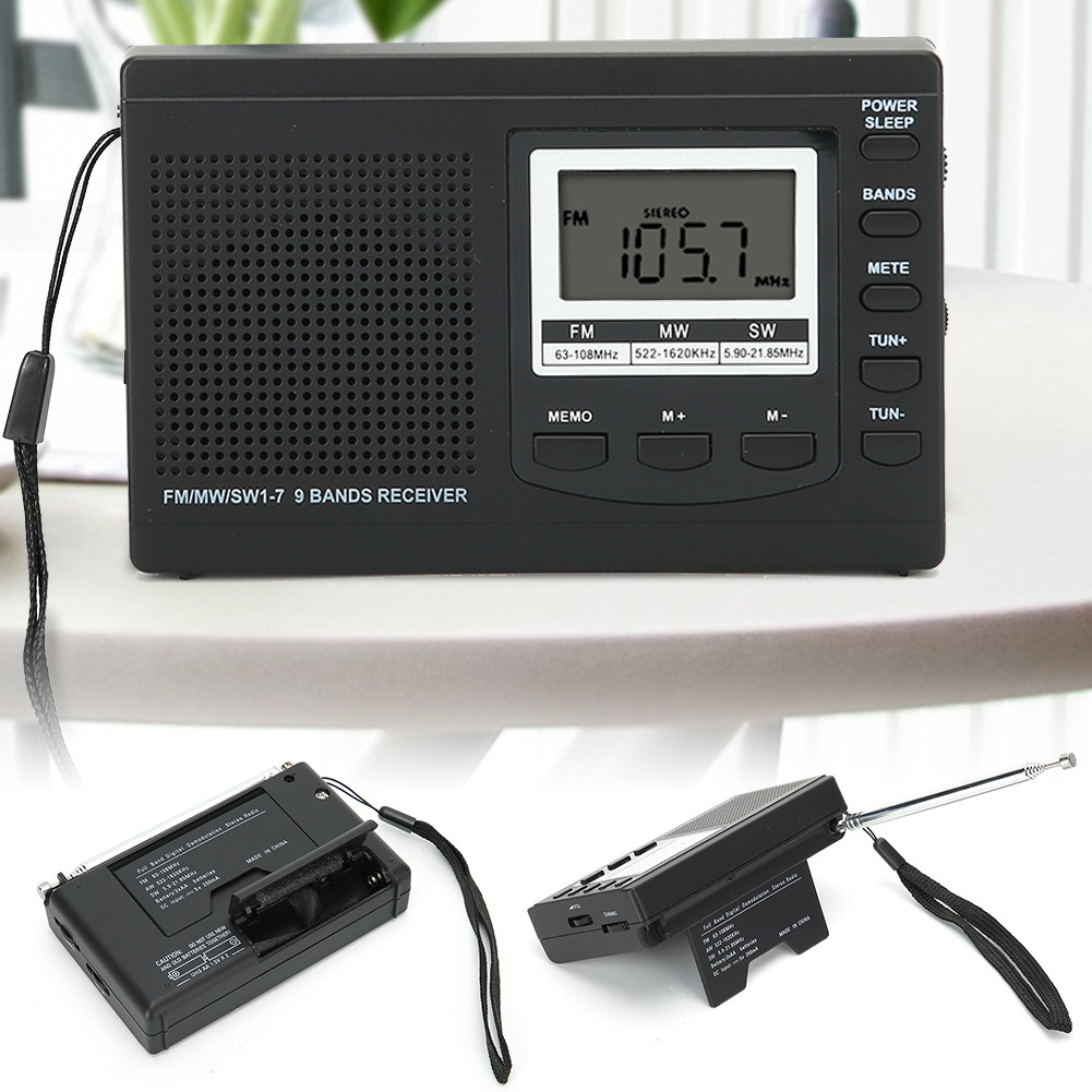 Portable Mini Radios FM/MW/SW Receiver with Digital Alarm Clock FM Radio Receiver Portable Radio Ste