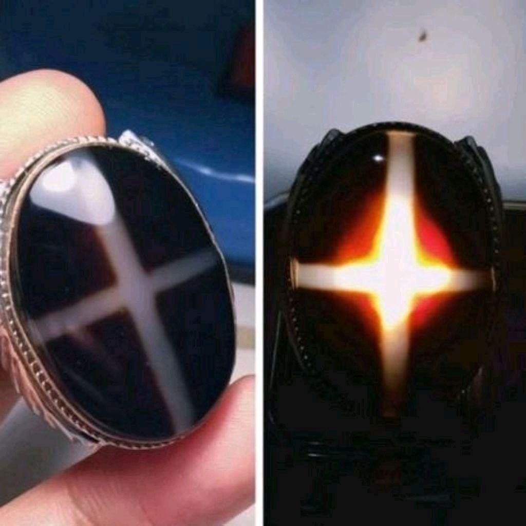 Cincin natural Yaman Wulung tapak jalak tembus senter Batu asli 100% Akik dan permata
