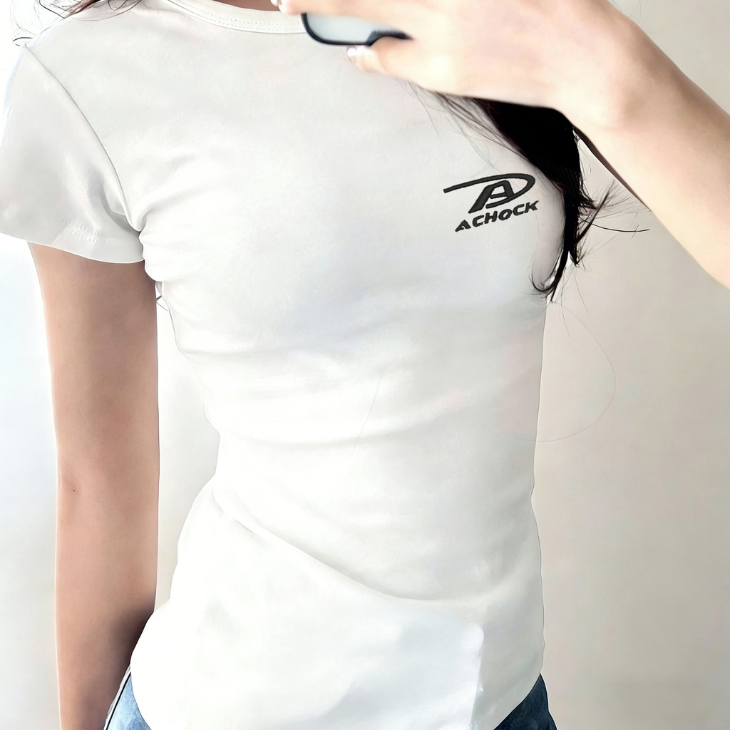 Kaos Wanita Bodyfit Crop Top Lengan Pendek/Panjang Minimalis OOTD Casual Street Style Hijab Style Ke