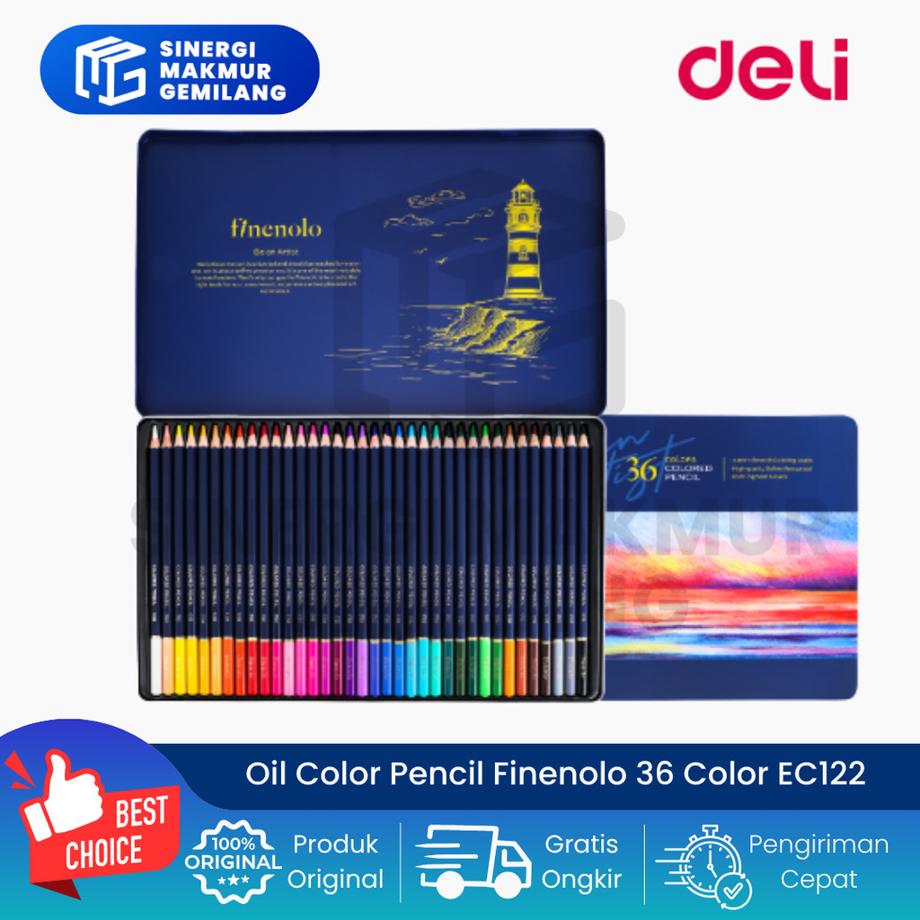 Oil Color Pencil/Pensil Warna Tin Case 36 Color Finenolo Deli EC12236 (Set)