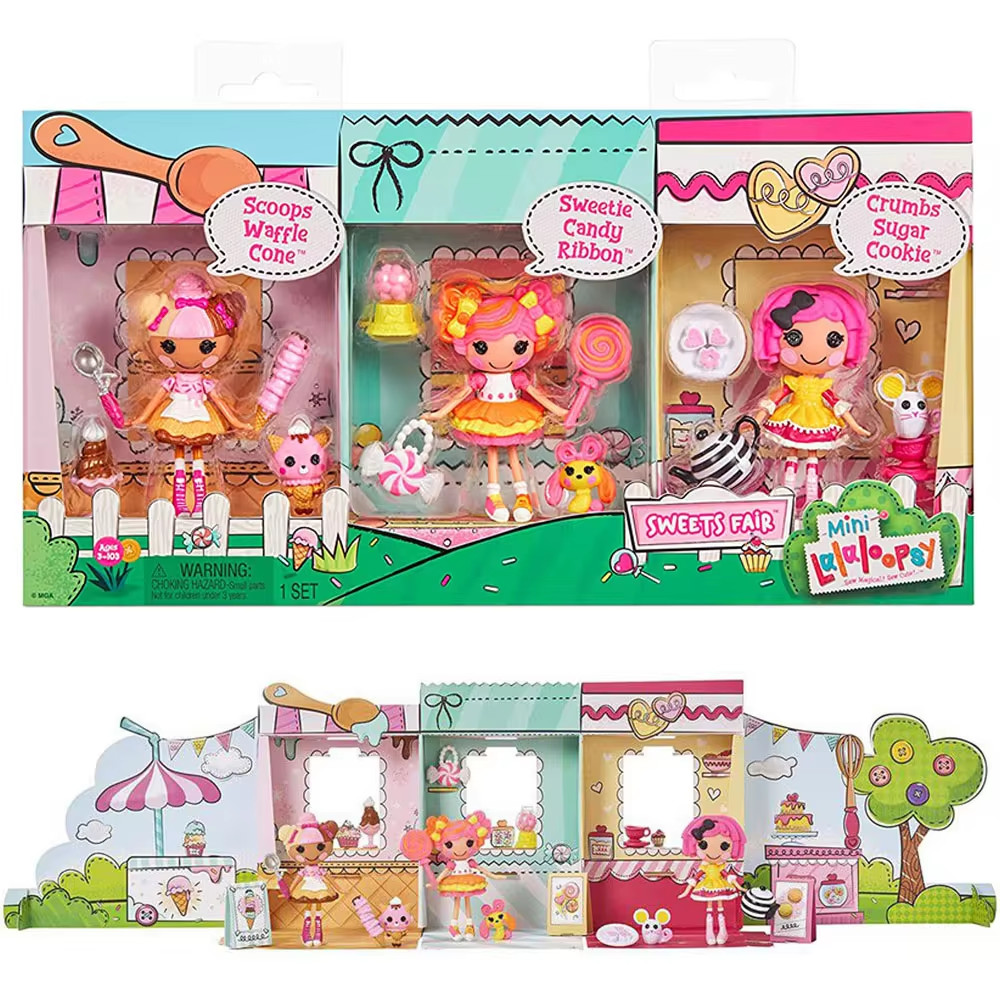 New Lalaloopsy Mini Sweets Fair Ice Cream Pastry Candy Shop Multi Pack 3 Dolls Set With Accessories 