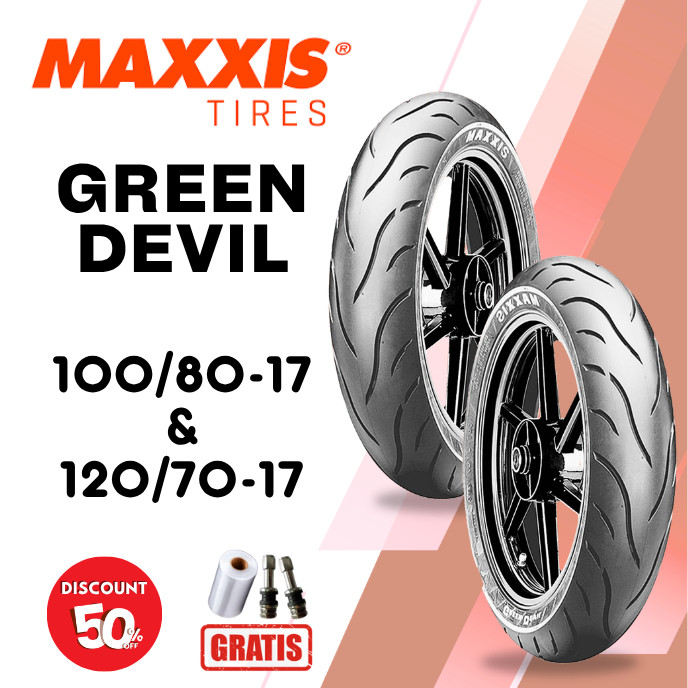 SEPASANG Ban Motor MAXXIS GREENDEVIL 100/80 & 120/70 RING 17 Tubeless