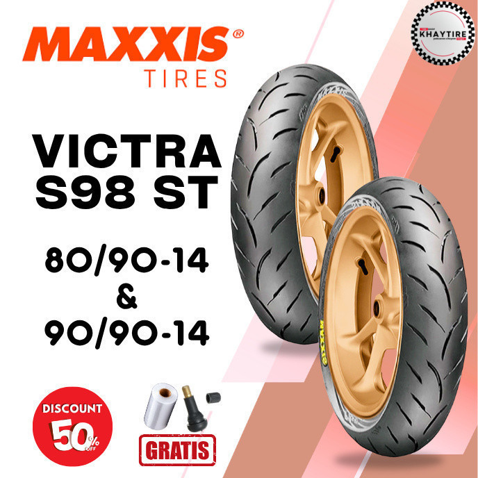 SEPASANG Ban Motor MAXXIS VICTRA S98 ST 80/90 & 90/90 RING 14 Tubeless