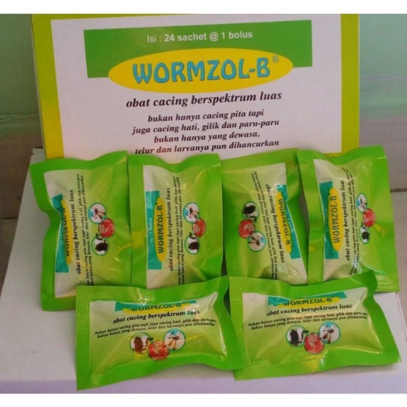 WORMZOL B 1 BOLUS ECER MEDION - M,engatasi Cacing Ternak Kambing, Sapi, Kuda dll