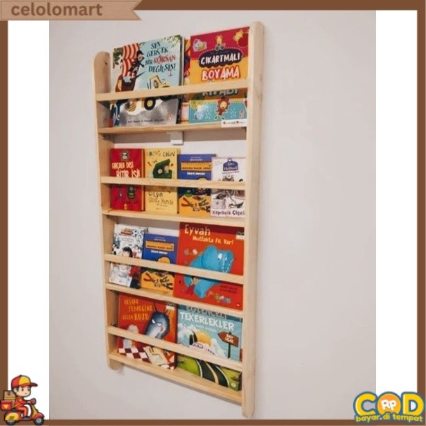 TERBARU Rak Buku Susun Kayu Mahoni 4 Tingkat Dinding CLM