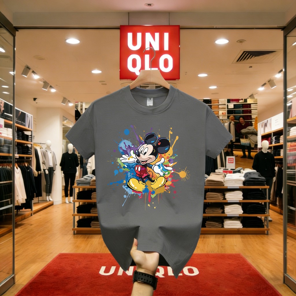 T-Shirt Baju Kaos Uniqlo Kaos cetak Mickey Mouse ledakan Kaos Oversize Wanita | Kartun Lucu Mickey M