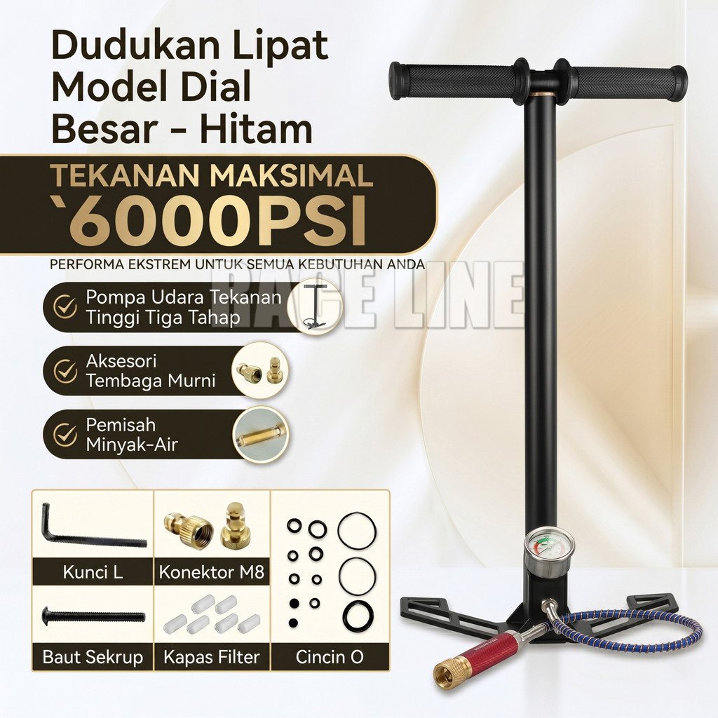 Pompa PCP 3 Stage 6000 PSI 4500PSI Logam Stainless Steel Baja Tahan Karat Anti Bocor Pompa Udara Tek