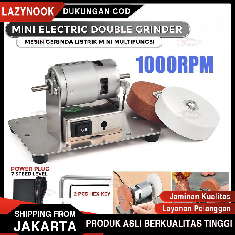 1000RPM Mini Mesin Gerinda Duduk Stand Holder Penggerindaan Kasar Dan Halus Dengan Mata Gurinda Pole