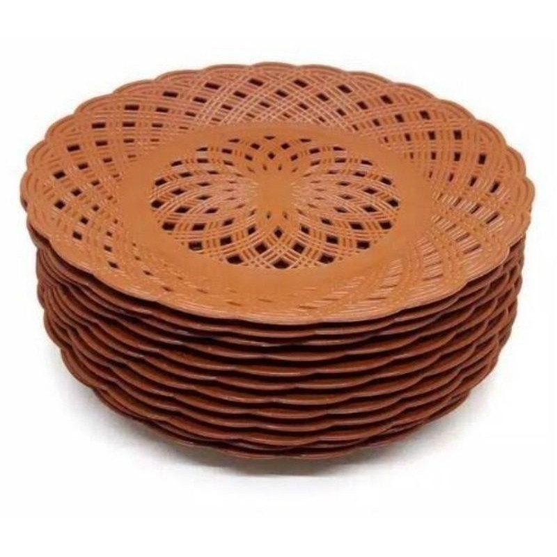 Grosir Minimal 10 Lusin Piring rotan anyaman plastik harga Grosir untuk 12pcs Piring rotan plastik