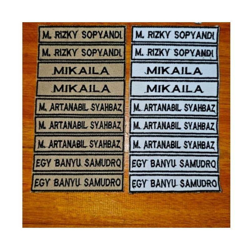 Bet Nama // Name Tag // Nama di Dada// Papan Nama Bordir Bebas