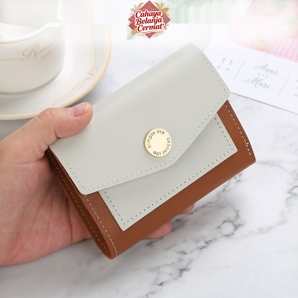 Cahaya Belanja Dompet Lipat Wanita Multifungsi 6031 Sederhana Praktis Kartu Koin Uang Mini Awet Berk