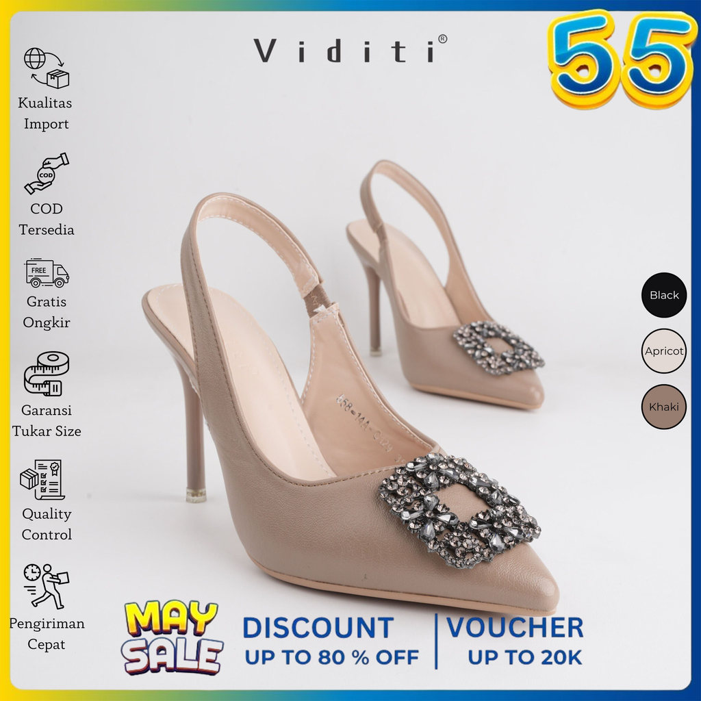Viditi Crystal Sling Back Heels 9 cm // Sepatu Import Wanita