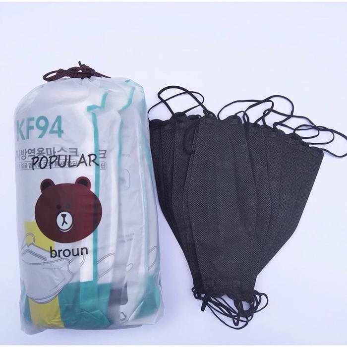 PROMO  Masker KF94 Korea Isi (100/50 Pcs) + Pouch - KF94 Hitam 100 Pcs