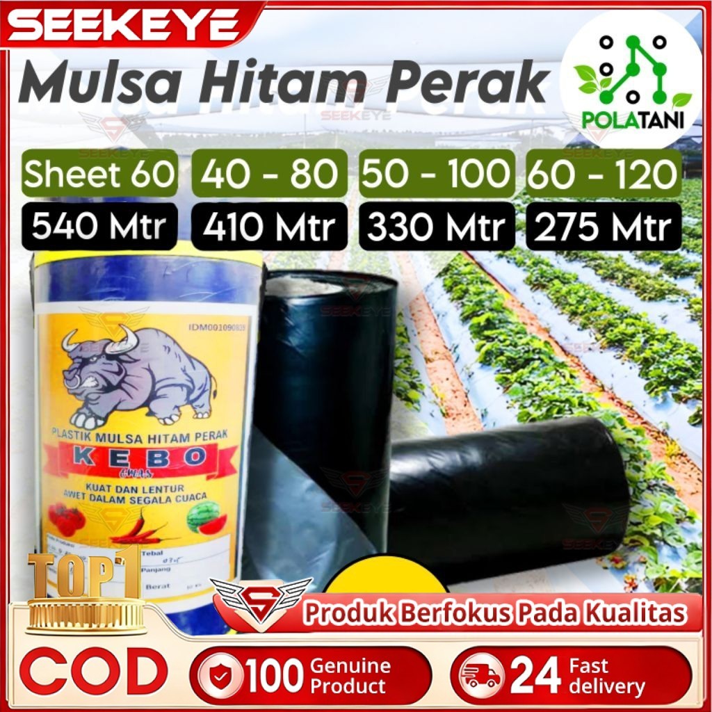 Plastik Mulsa Hitam Perak 1 Roll 10 Kg/Mulsa Pertanian Cap Kebo