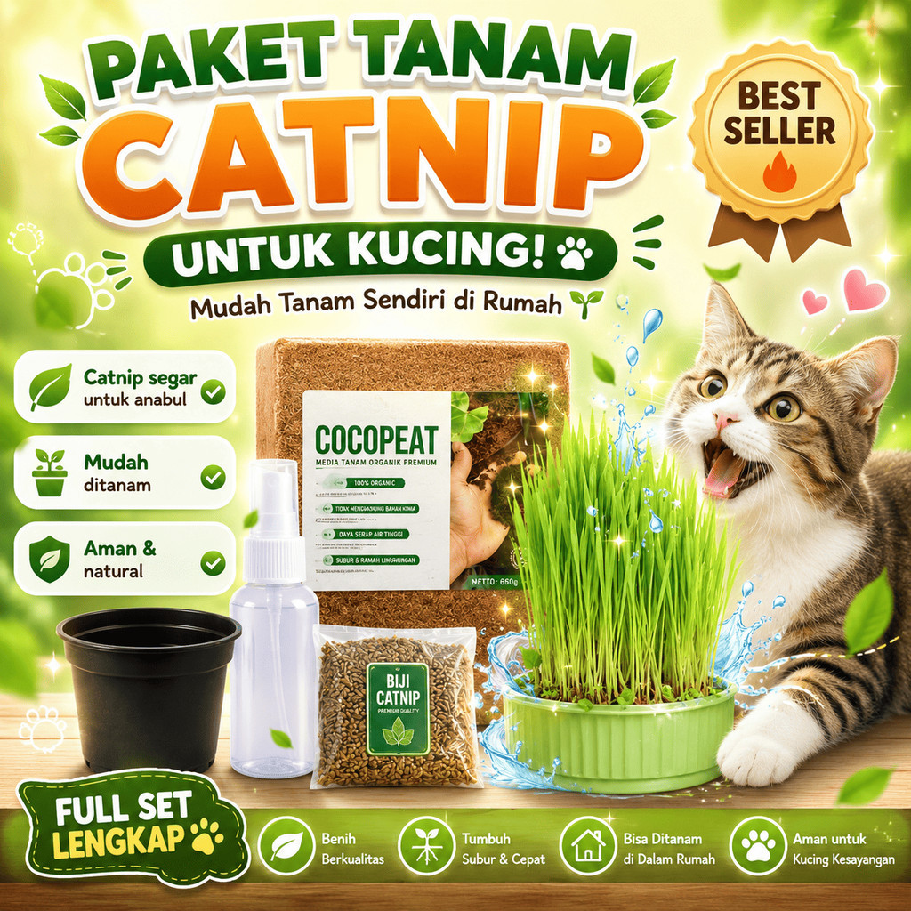 [GROSIR] PAKET TANAM CATNIP PAKET MENANAM CATNIP OBAT STRESS KUCING DAPAT POT MEDIA TANAM BENIH CATN