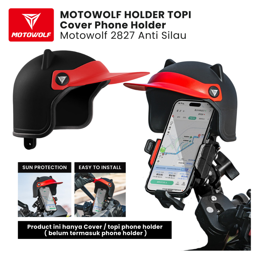 Motowolf Holder Topi Cover Phone Holder Motowolf 2827 Anti Silau
