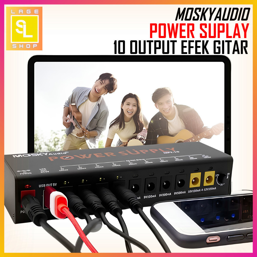 1 Set Power Supply Effect Guitar with USB Efek Gitar One Adjustable - MPT-10