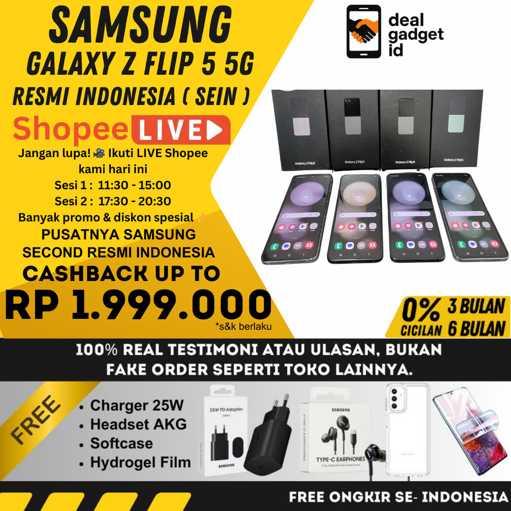 Samsung Z Flip 5 | Flip 4 | Flip 3 5G 512GB 256GB 128GB Second Resmi Sein indonesia