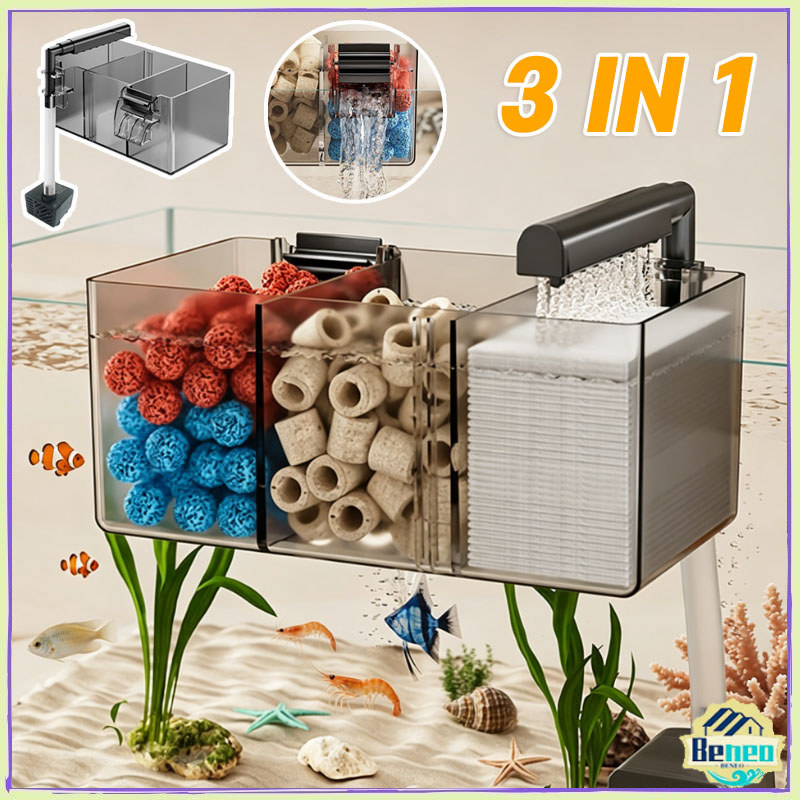 3 in 1 Filter Air Aquarium Gantung Air Terjun 1 Set Filter Akrilik Gantung Air Filter Aquarium Aquas