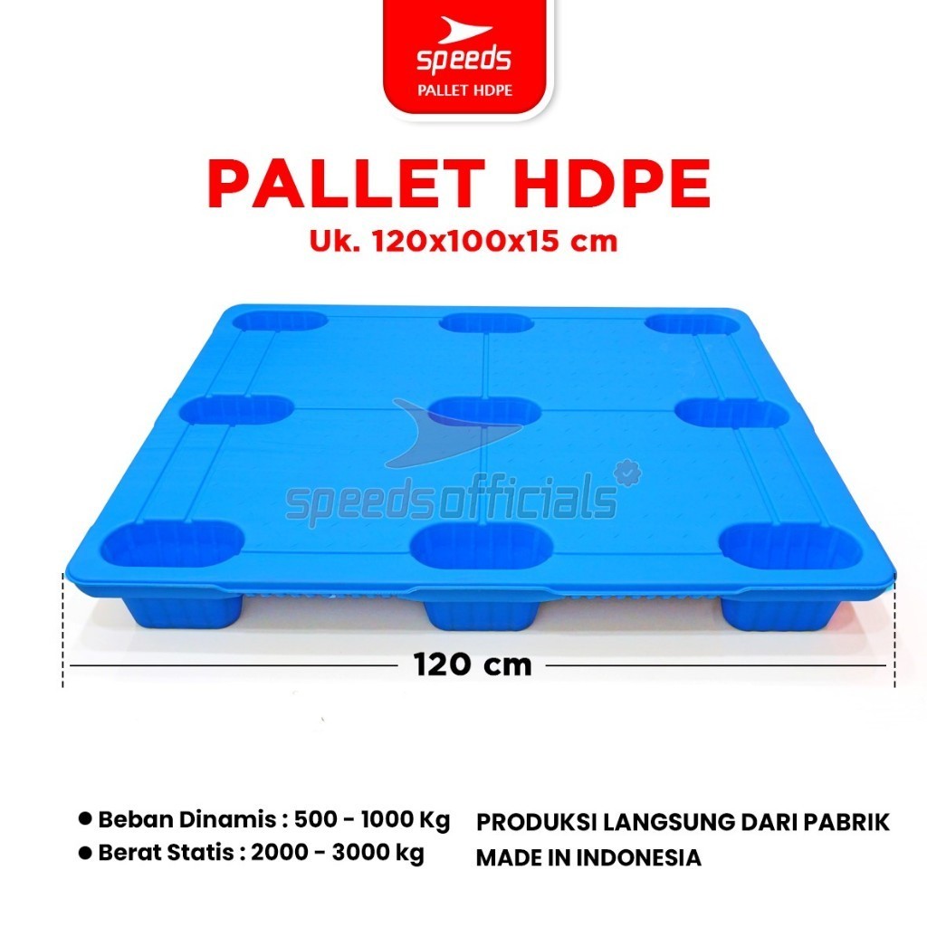 SPEEDS Palet Plastik Tebal 120x100x15cm HDPE Plastic Pallet Warehouse Pallet Gudang Kaki 9 Kuat Koko