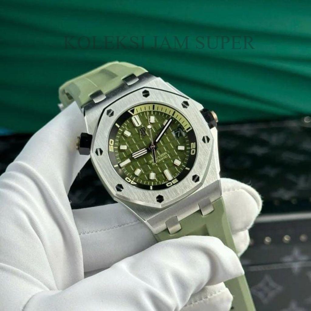 JAM TANGAN AP OFFSHORE ROYAL OAK GREEN SWISS MATIC DM 42MM