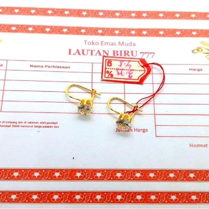 KUALITAS SUPER JUAL RUGI ANTING emas wanita dewasa 2gram kadar 875 anting Desy permata satu anti