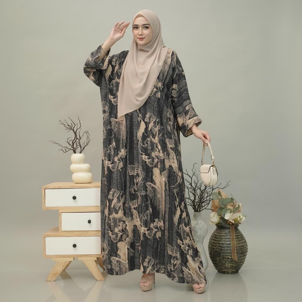 Gamis Rayon Wanita Dress Longgar LD 130 Elegan Busui Jumbo