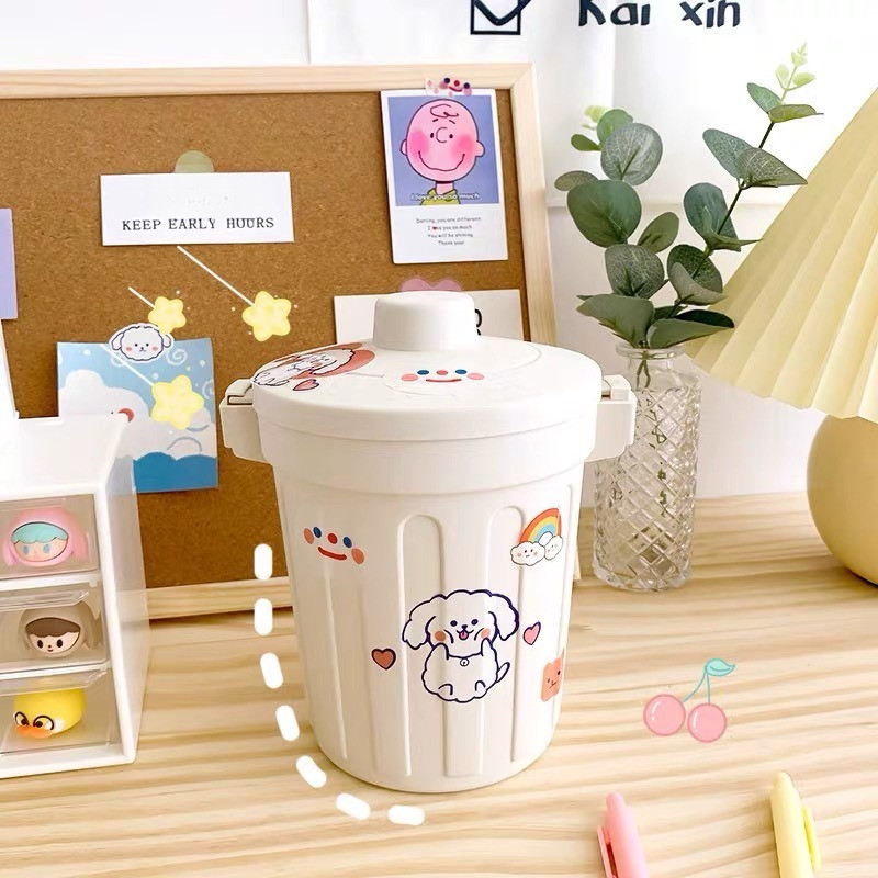 TEMPAT SAMPAH MINI FREE STICKER / TEMPAT SAMPAH MEJA KANTOR LUCU AESTHETIC TRASH BIN KERANJANG SAMPA