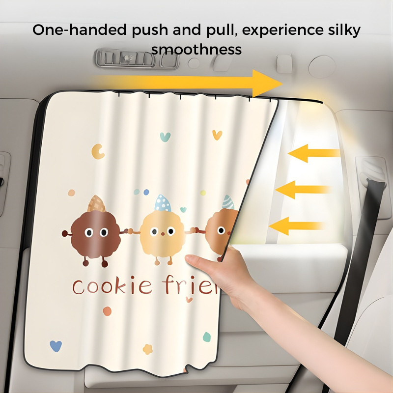 GOODLIFE Tirai Kaca Mobil Anak Cookies Friends Universal Non Transparan / Sunshade Mobil Anak Motif 