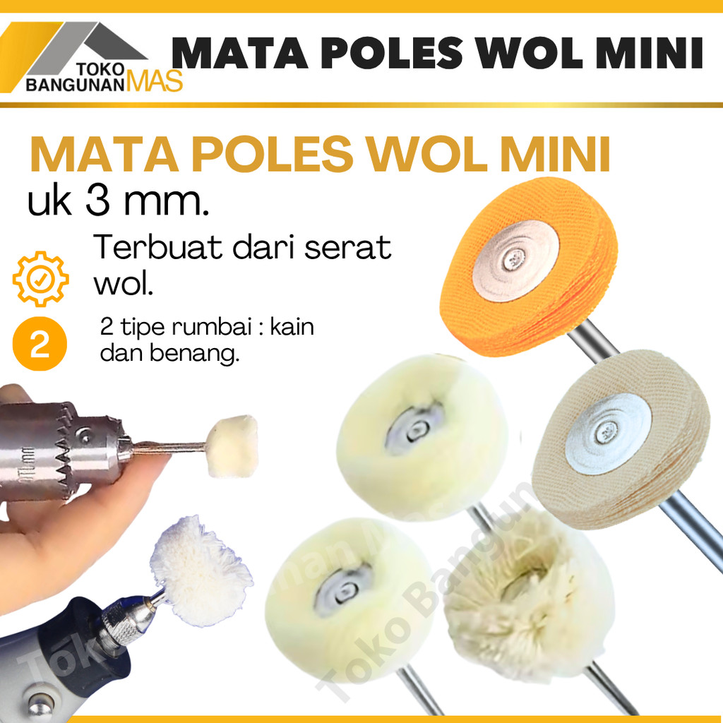 Mata Bor KAIN Poles Mini Drill WOL Poles Mata Bor Tuner Kain WOL mini Cloth Polishing Wheel TERMURAH