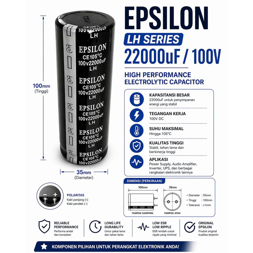 ELCO EPSILON 22000UF 100V elcho epsilon 22000 mikro 100 volt