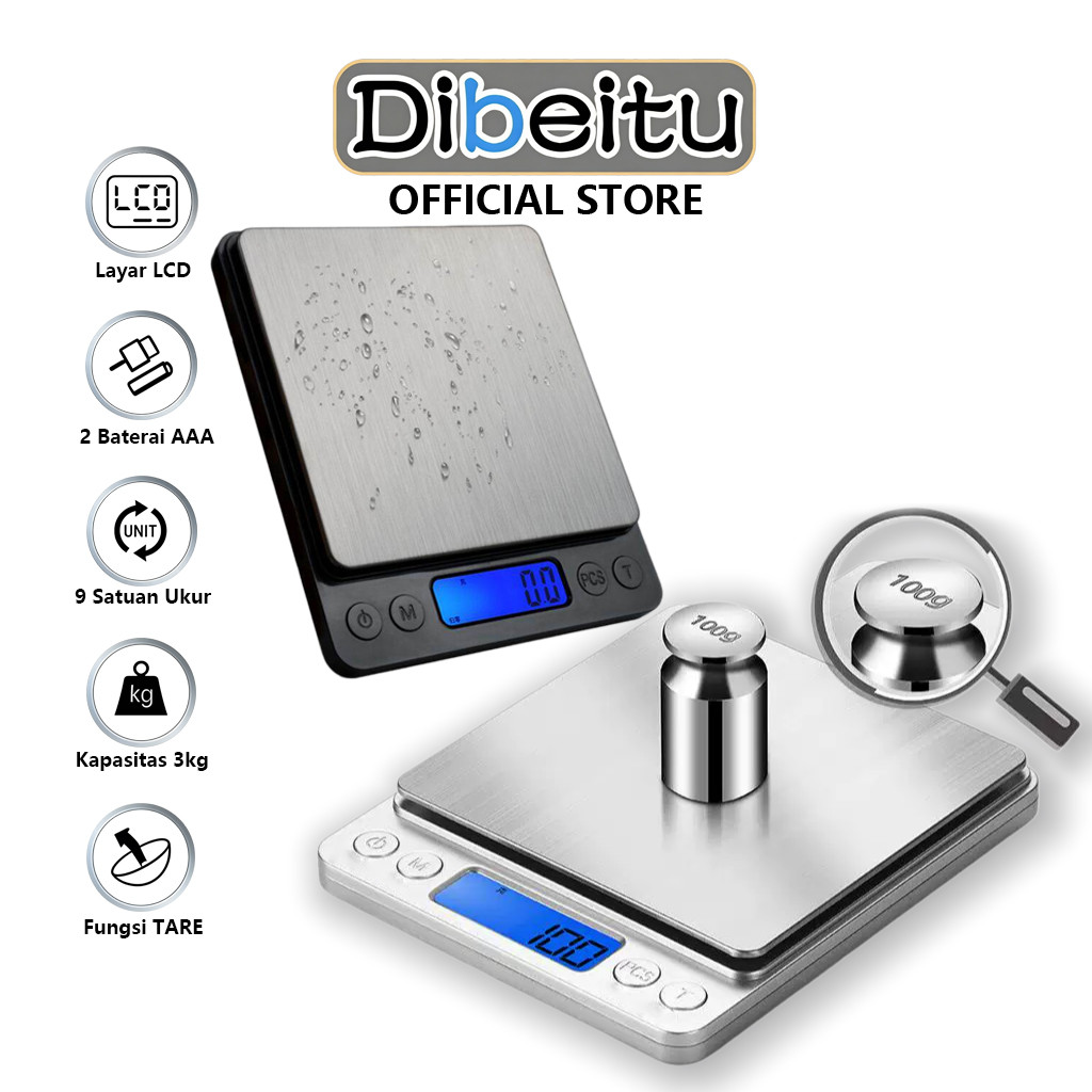Timbangan Dapur Digital Mini Max 3kg Akurasi 0.1g Timbangan Elektronik Portabel Berukuran kecil