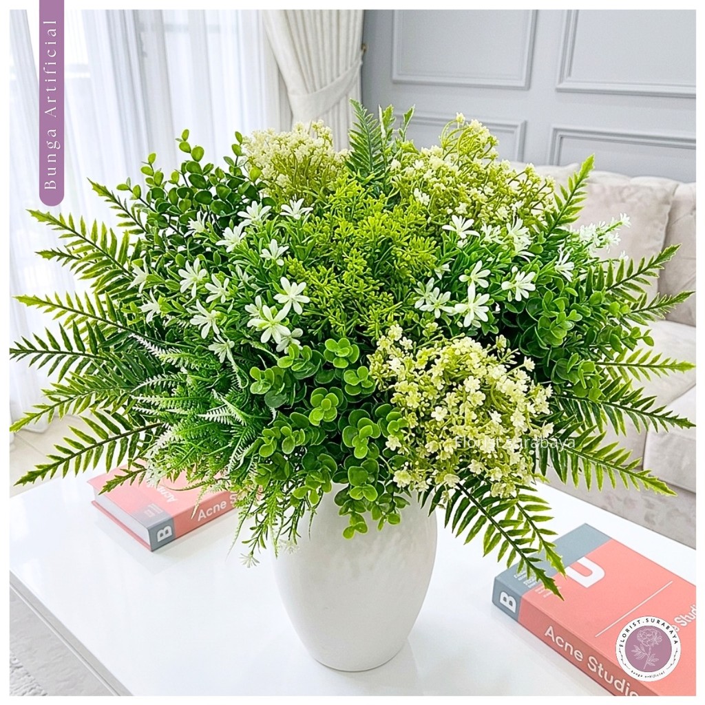 Bunga Pemanis Pikok Artificial Rumput Hias Plastik Nanas Menik/Pakis/Baby Breath Pikok Gypsophilia