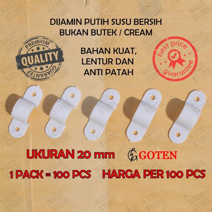 KLEM CLAMP PIPA PVC CONDUIT LISTRIK OMEGA PUTIH GRADEORI CLIPSAL 20 MM
