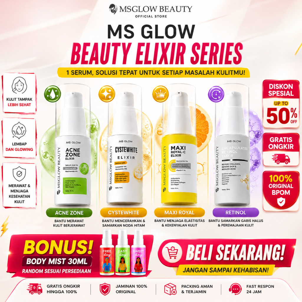 MS Glow CysteWhite Elixir Serum Untuk Flek Hitam Melasma  Mencerahkan Wajah Kusam Serum Niacinamide 