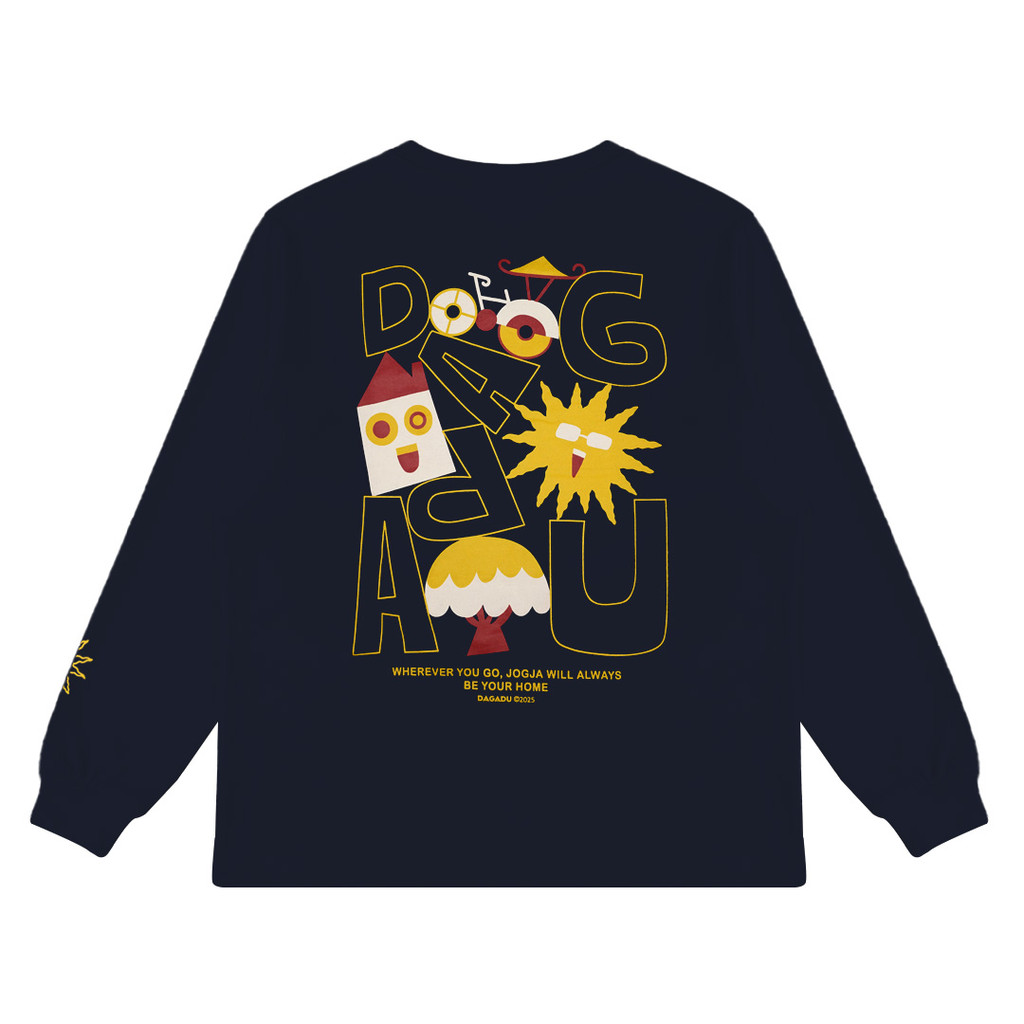 Dagadu T-Shirt Rib Long Sleeve Wherever You Go | Kaos Lengan Panjang Pria Wanita | Cotton Combed
