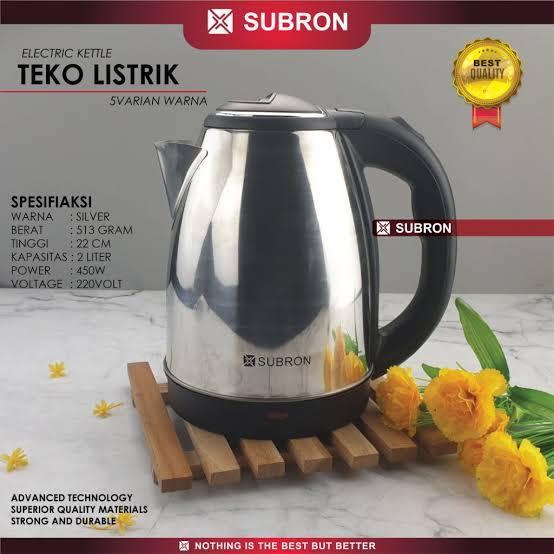 Teko Listrik Electric Kettle Subron Stainless Steel 2 LITER