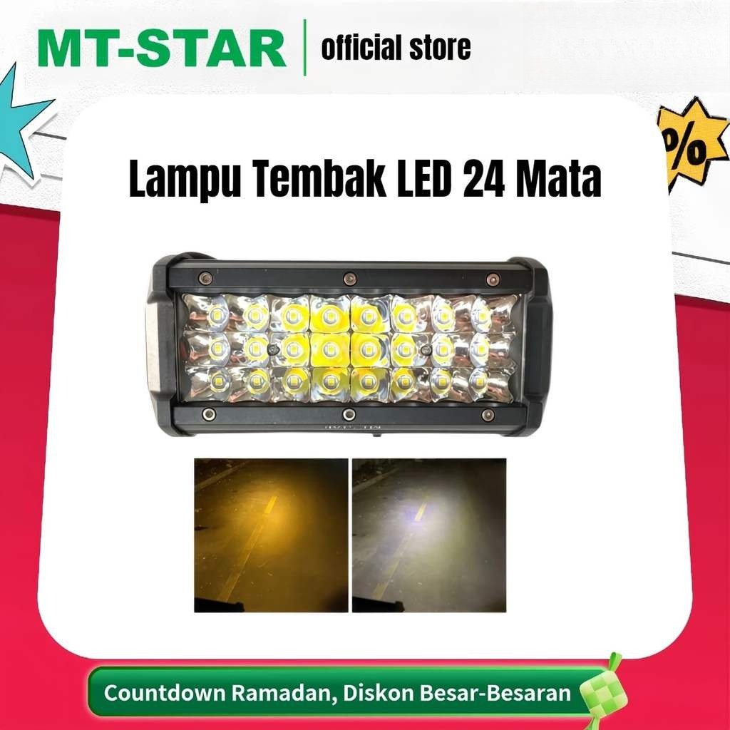 MT STAR Lampu Tembak LED 24 Mata 2 Warna Putih & Kuning 5 Mode