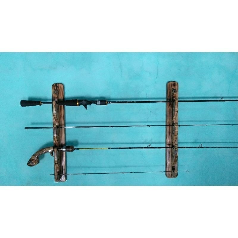 RAK JORAN DINDING...Rak Joran dinding kayu pinus Rak Joran Pancing NR33