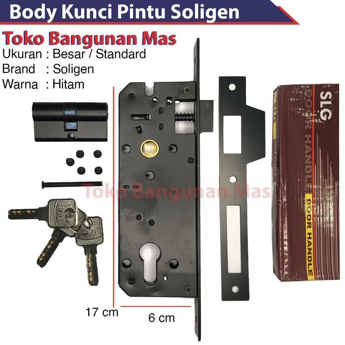 Body kunci Soligen Hitam Pintu Kayu / Body Kunci Pintu Normal
