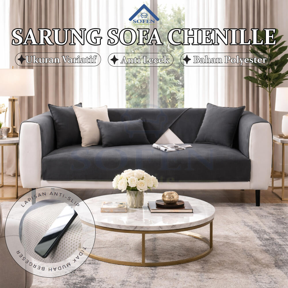 Sofen Furnite Sarung Sofa / Cover Sofa Polos | Sarung Sofa 1-4 Seater | Sarung Sofa Chenille