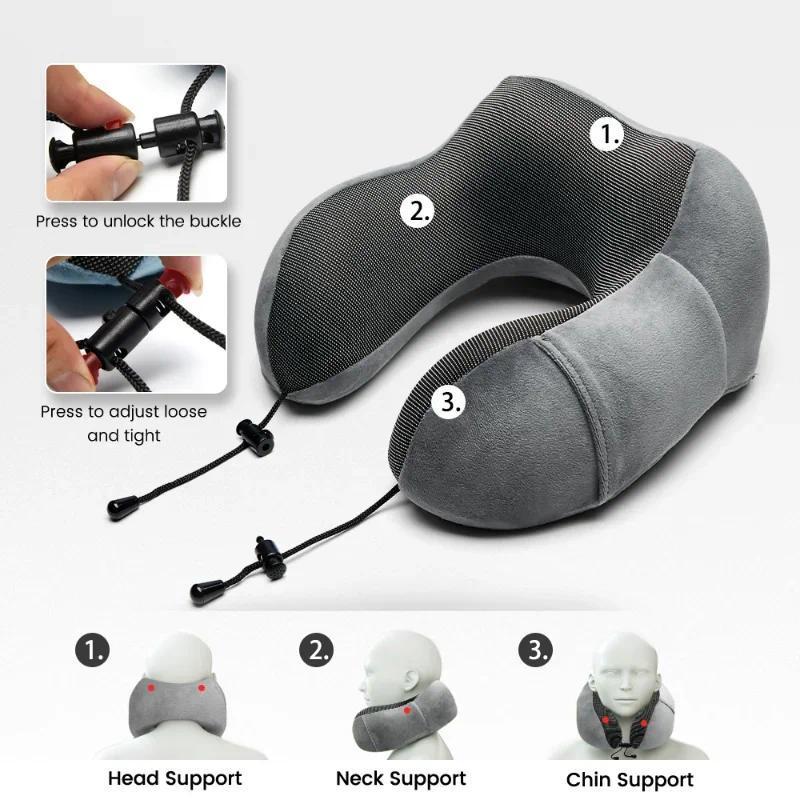 1pc U Shaped Massage Pillow Memory Foam Neck Pillows Soft Travel Massage Neck Pillow Sleeping Airpla