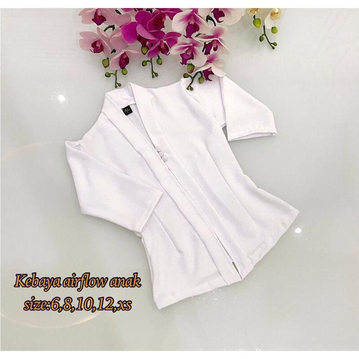 KEBAYA KARTINI ANAK BALI CRINGKLE AIRFLOW LENGAN PANJANG//HANYA KEBAYA - Putih, size 6