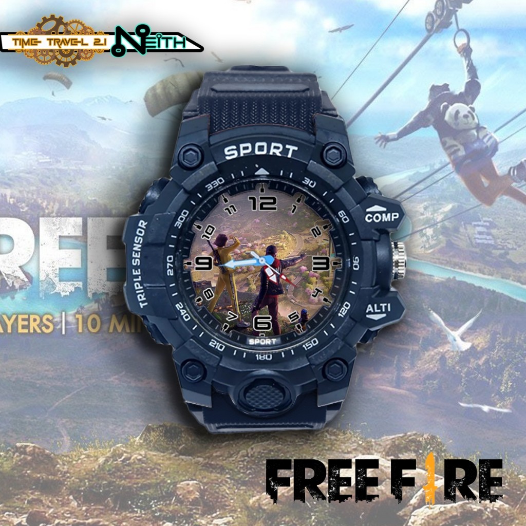 5.5 PROMO Jam Tangan Anak Sport Free Fire Strap Ruber Sporty Anti Air /Jam Tangan Sport 11X10SP05 TE