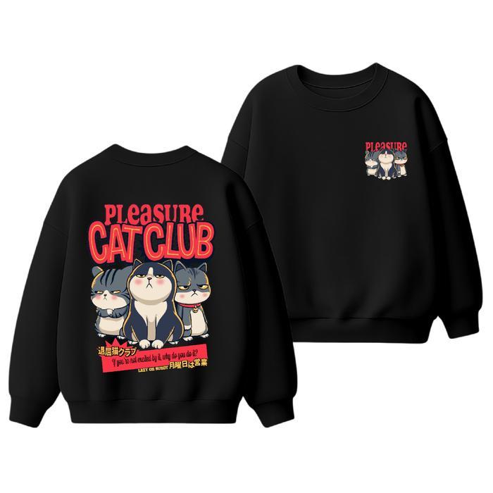 Mall Terlaris- FENJACK Sweater Basic PLEASURE CAT ( Sablon ) Size M-XXL - unisex Pria & Wanita - HIT