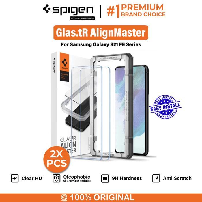 Tempered Glass for Samsung Galaxy S21 FE Spigen AlignMaster Full Cover - 2 Pack, Black