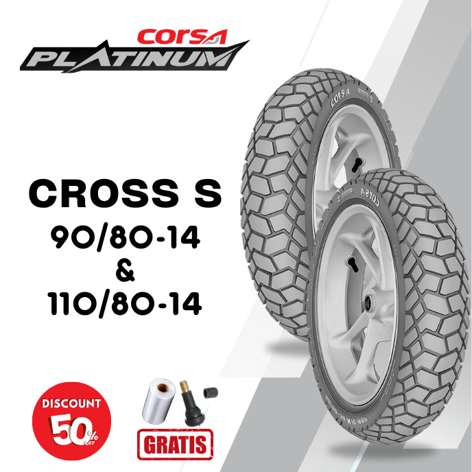 SEPASANG Ban Motor CORSA CROSS S 90/80 & 110/80 RING 14 Tubeless
