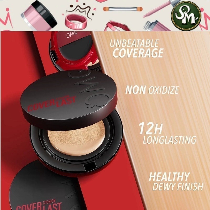 OMG Oh My Glam Coverlast Cushion 15g High Coverage Dewy Finish