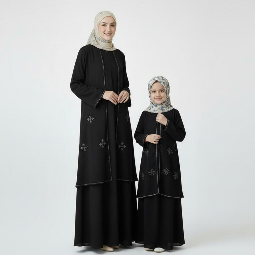 Gamis Abaya Ameera Couple Ibu Dan Anak Perempuan Terbaru Cocok Jalan Jalan Hitam